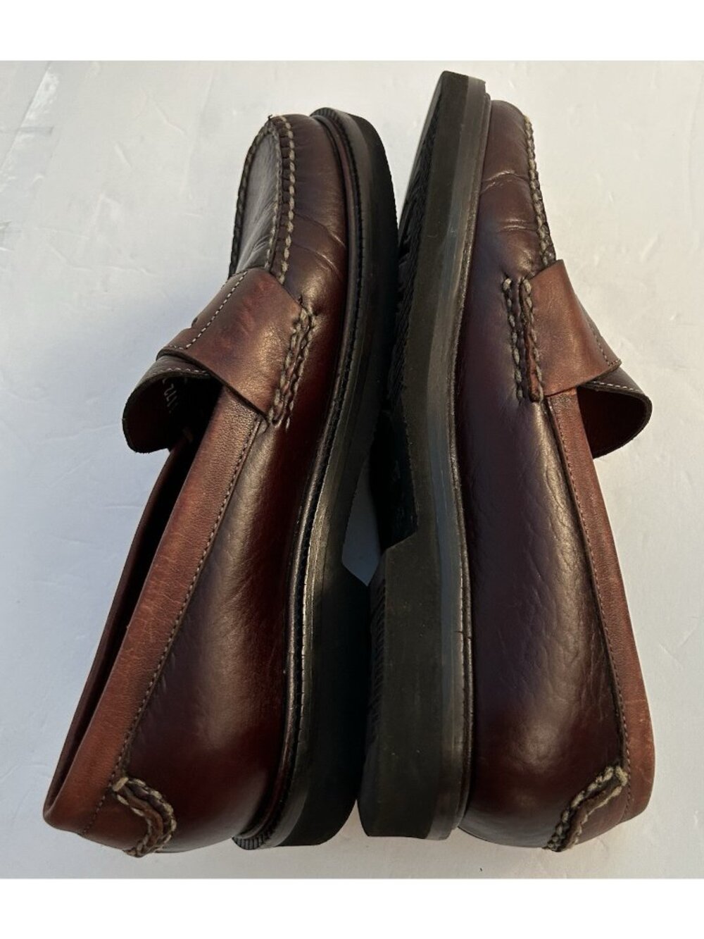 H.S. Trask Leather Penny Loafers Vibram Gum-Lite Sole Mens Size 8 Brown Handsewn - Picture 11 of 16